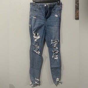 American Eagle Outfitters Ripped Blue Skinny Jeans